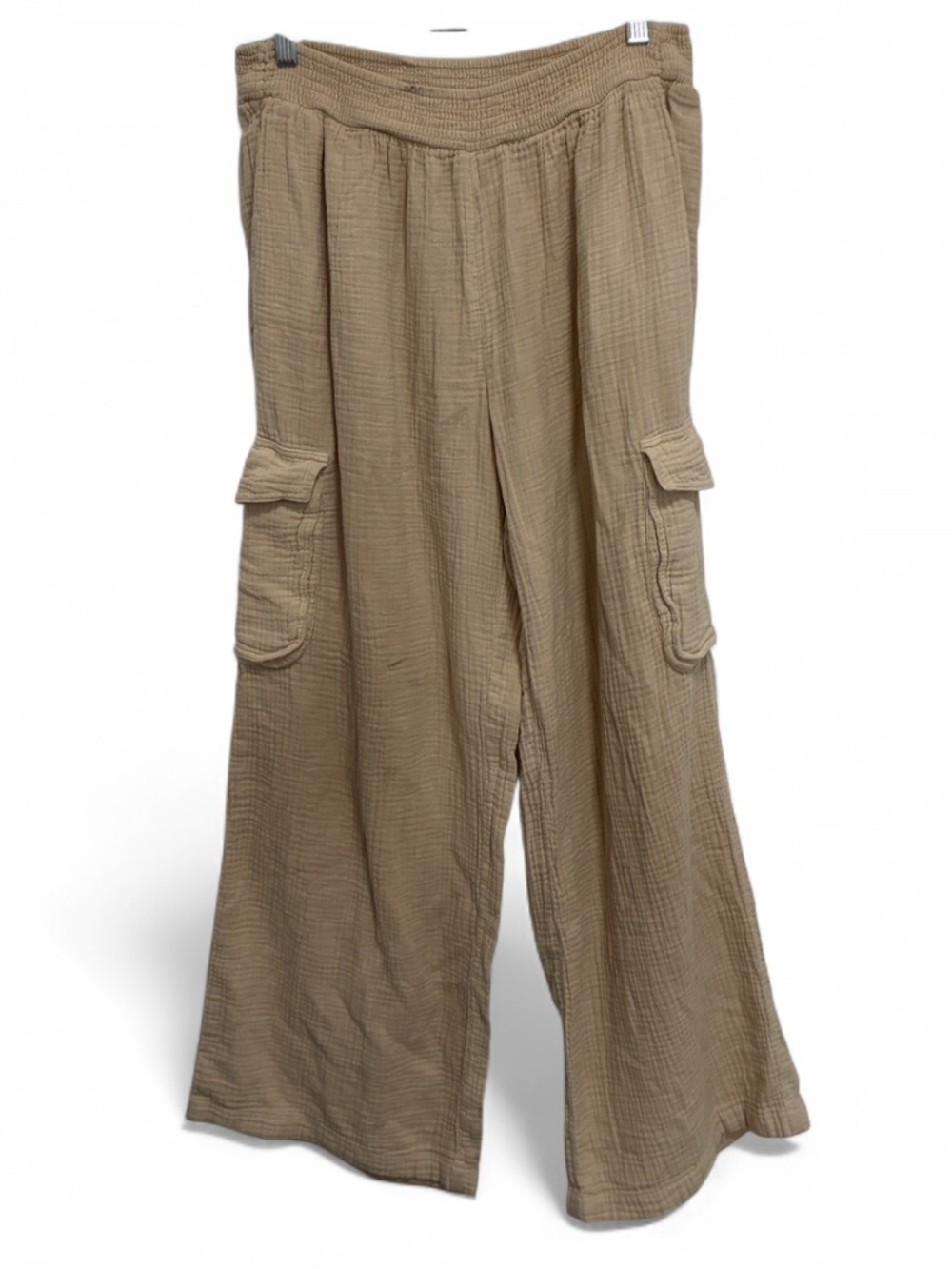 Aerie Tan Wide-Leg High Rise Gauzy Cargo Pants